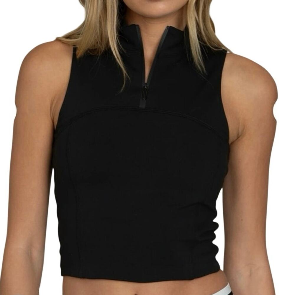 Gold Hinge M Black Day to Night Quarter Zip Athletic Top Tenniscore Pickleball